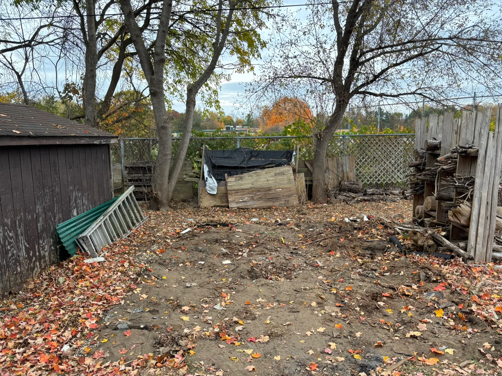 South Lyon backyard after the shed was demolished and the material removed