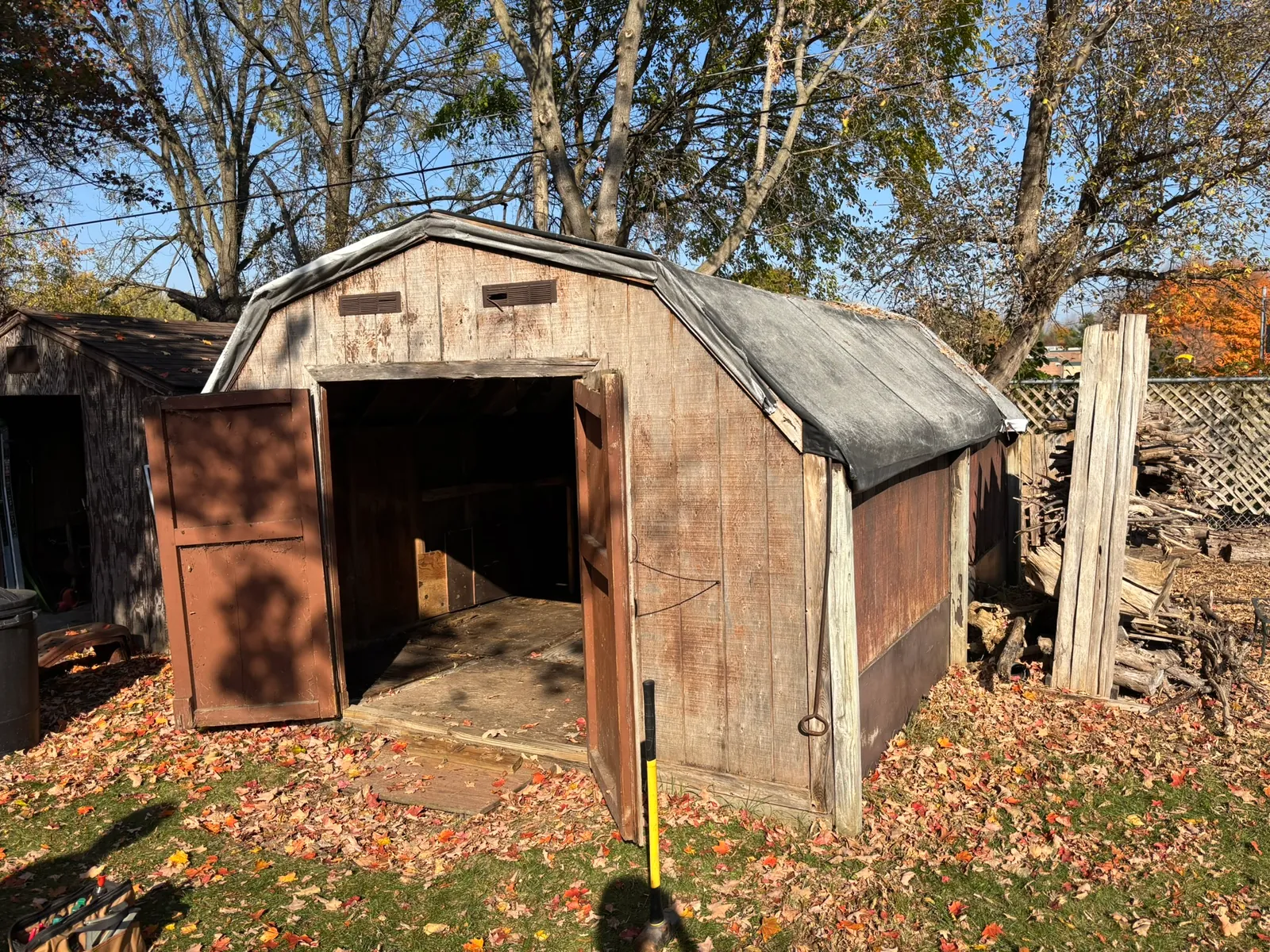 Backyard shed in South Lyon, Michigan, before demolition